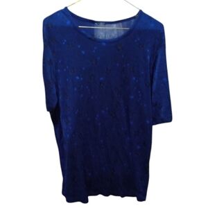 Blue Starlight Patterned Shimmer Top - Size: M